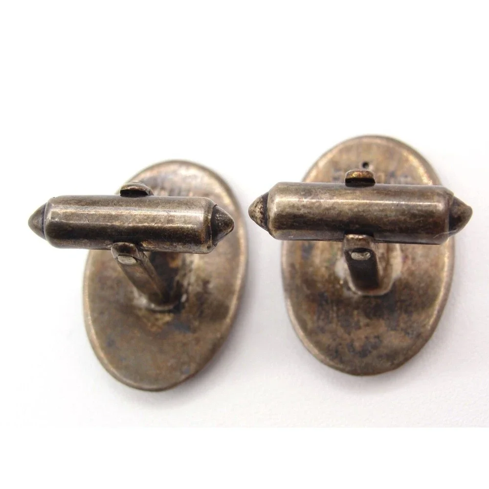 Vintage Sterling Silver SIAM Niello Cufflinks Mekkala Goddess Thai Dancer Black